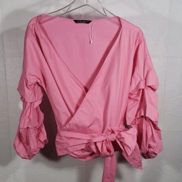 [Simplee] Wrap Front Tie Shirt L - Picture 2 of 8